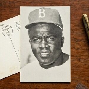 Jackie Robinson Vintage Postcard Yankee Stadium Souvenir Brooklyn Dodgers UNUSED